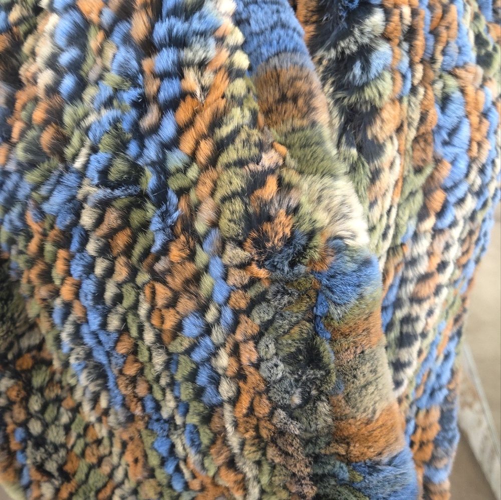 Multicolor Rex Rabbit Fur Infinity Scarf - Picture 2 of 3